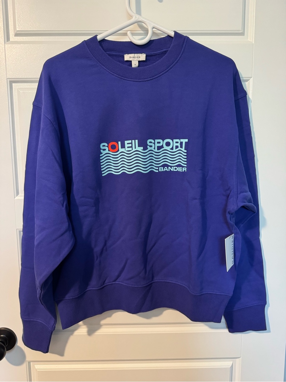 NWT Bandier Classic Soleil Sport Crewneck Sweatshirt, Spectrum Blue, Size Medium